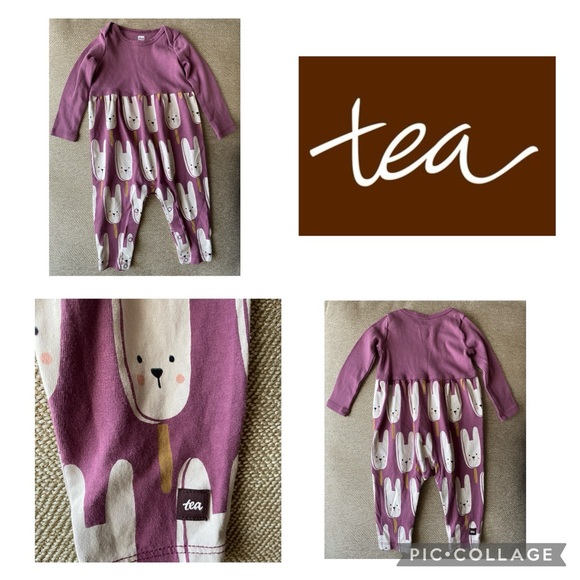 Baby Girls Tea Brand Long Sleeve One Piece with Snap Leg Closure. Sz. 3-6 Months - Picture 1 of 6